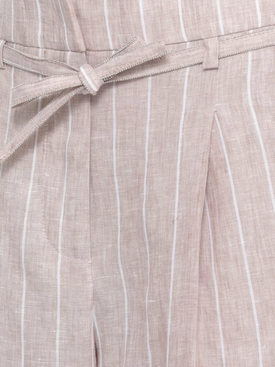 Peserico Striped Linen Straight-Leg Suit Trousers