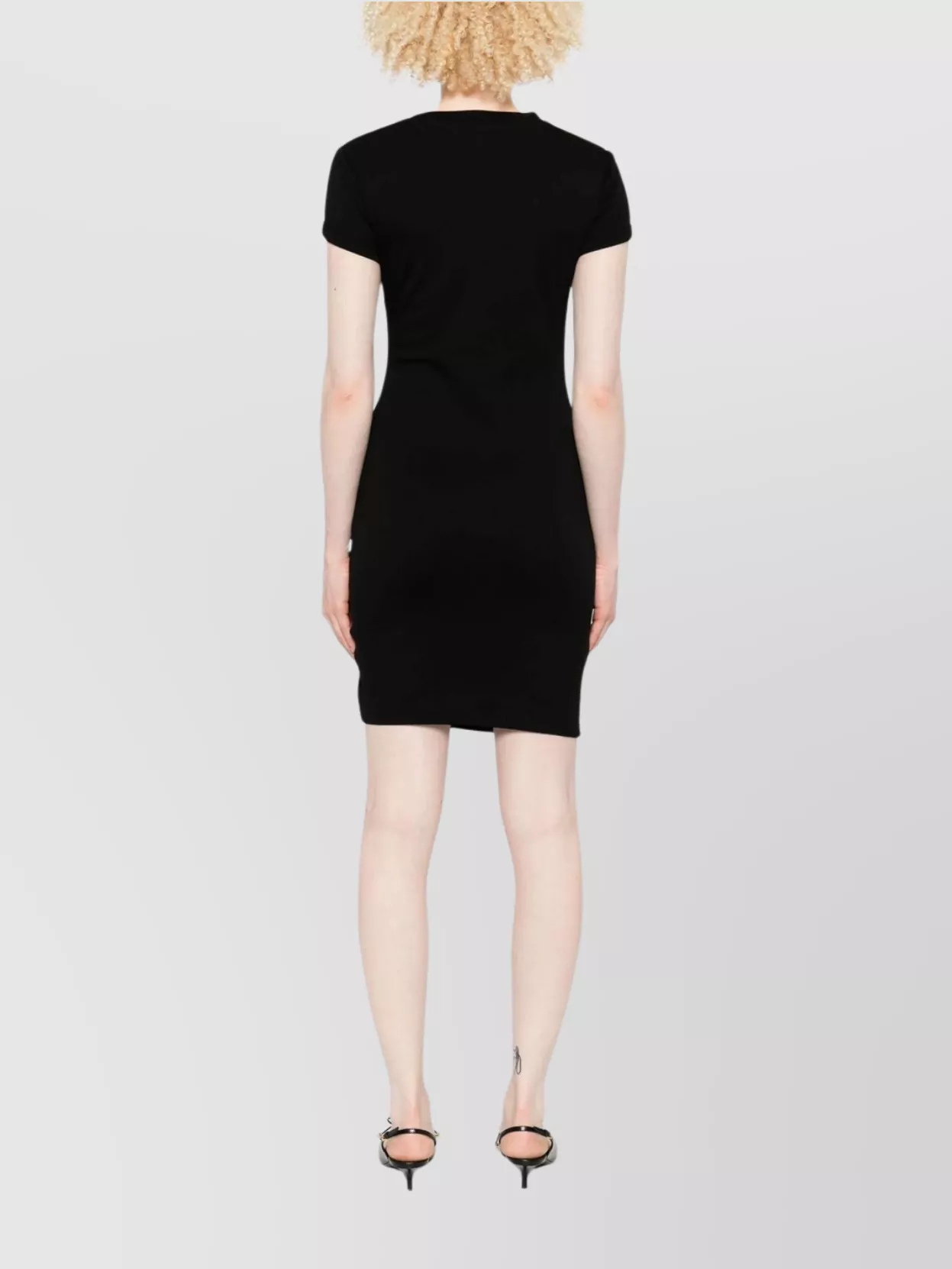 Alexander Mcqueen Short Sleeve Crewneck Dress With Gathered Detail