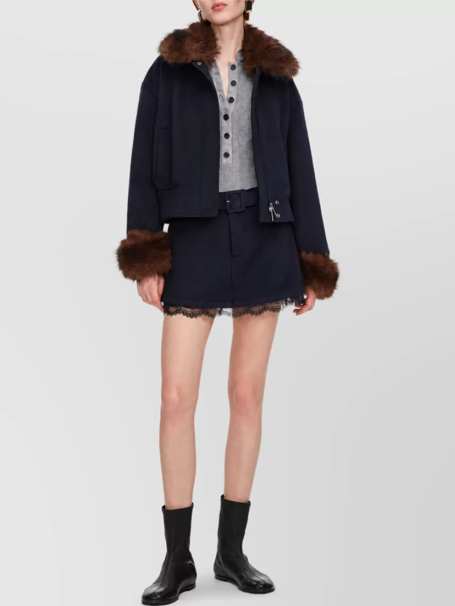 Self-Portrait Relaxed-Fit Fur-Trim Bomber Jacket