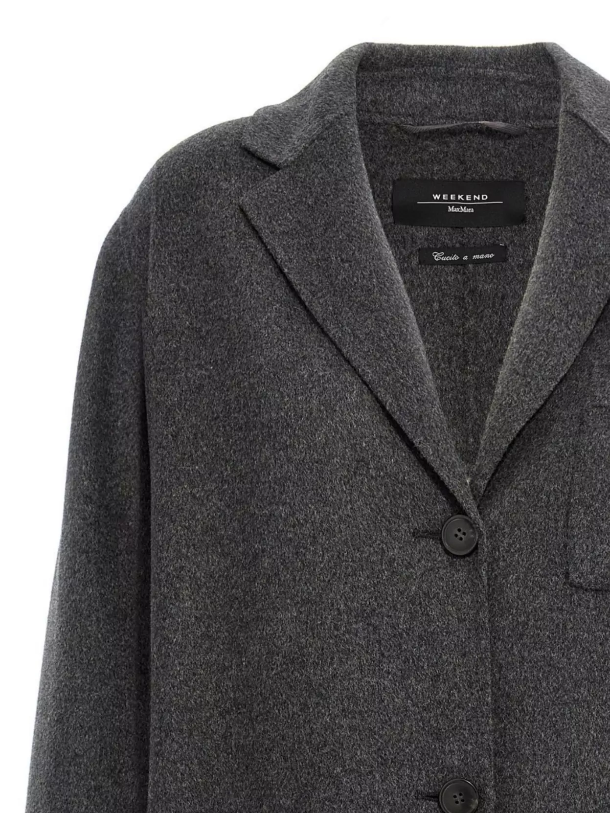 Weekend Max Mara 'highland' Long Coat With Notched Lapel In Black