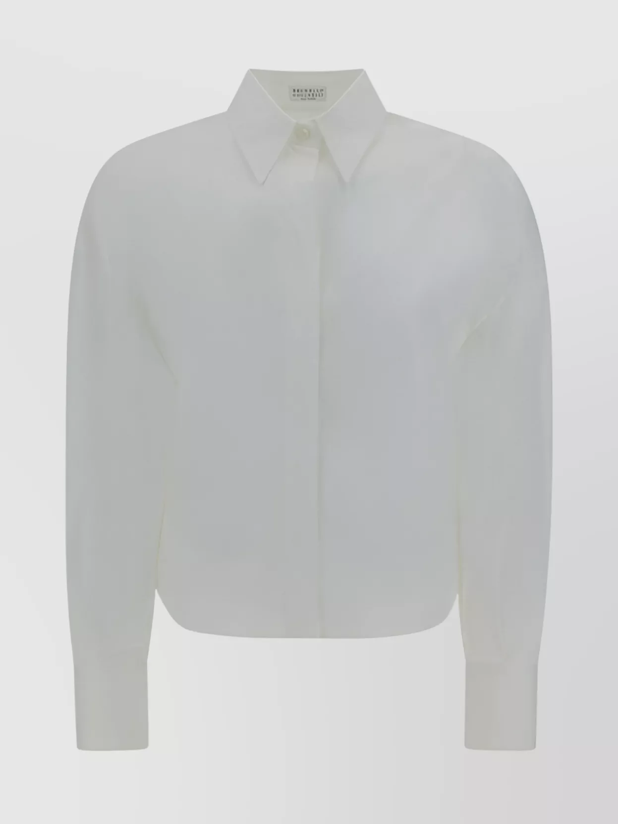 Shop Brunello Cucinelli Cropped Cotton Shirt Flared Hem
