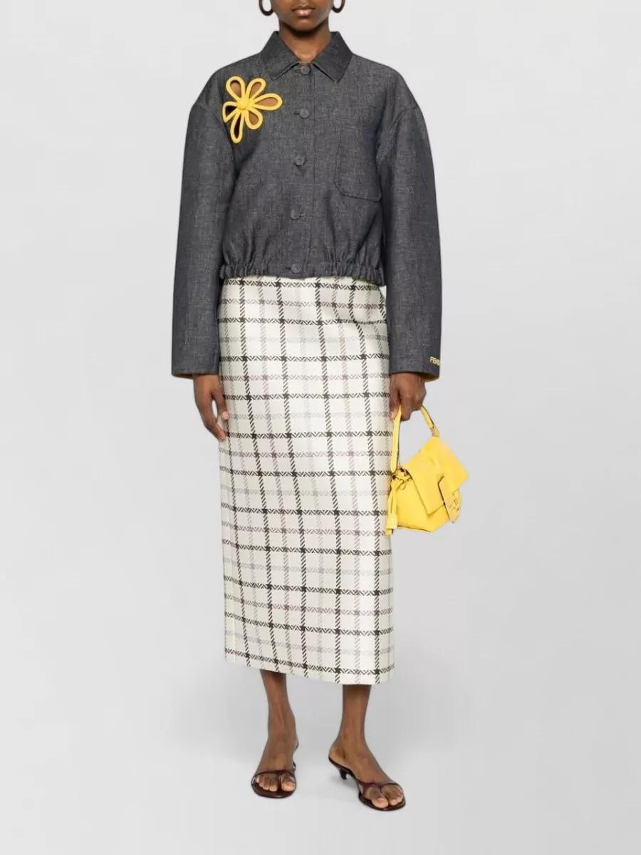Fendi Embroidered Denim Single-Breasted Coat
