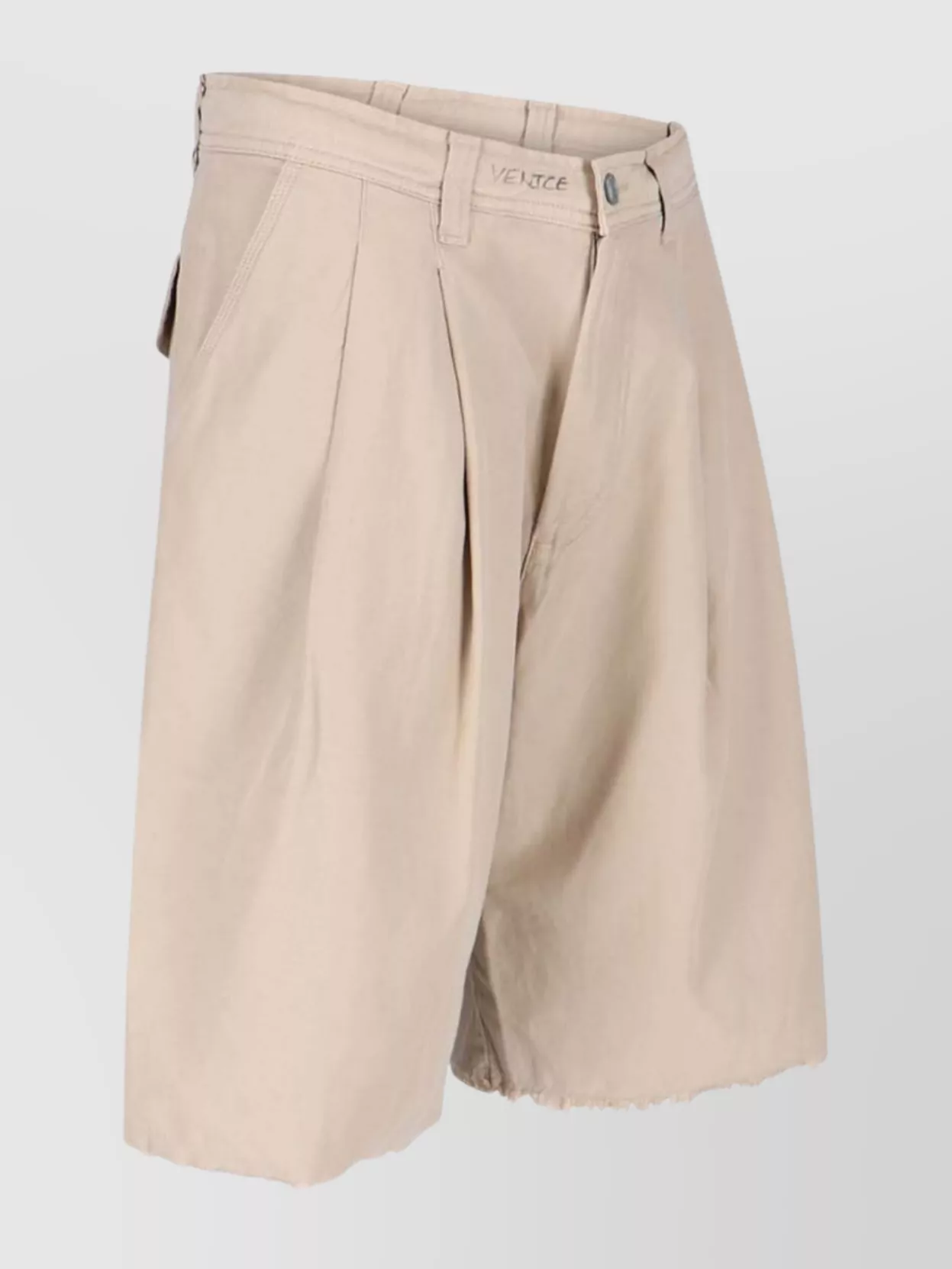 Erl Straight Pleated Shorts Frayed Hem