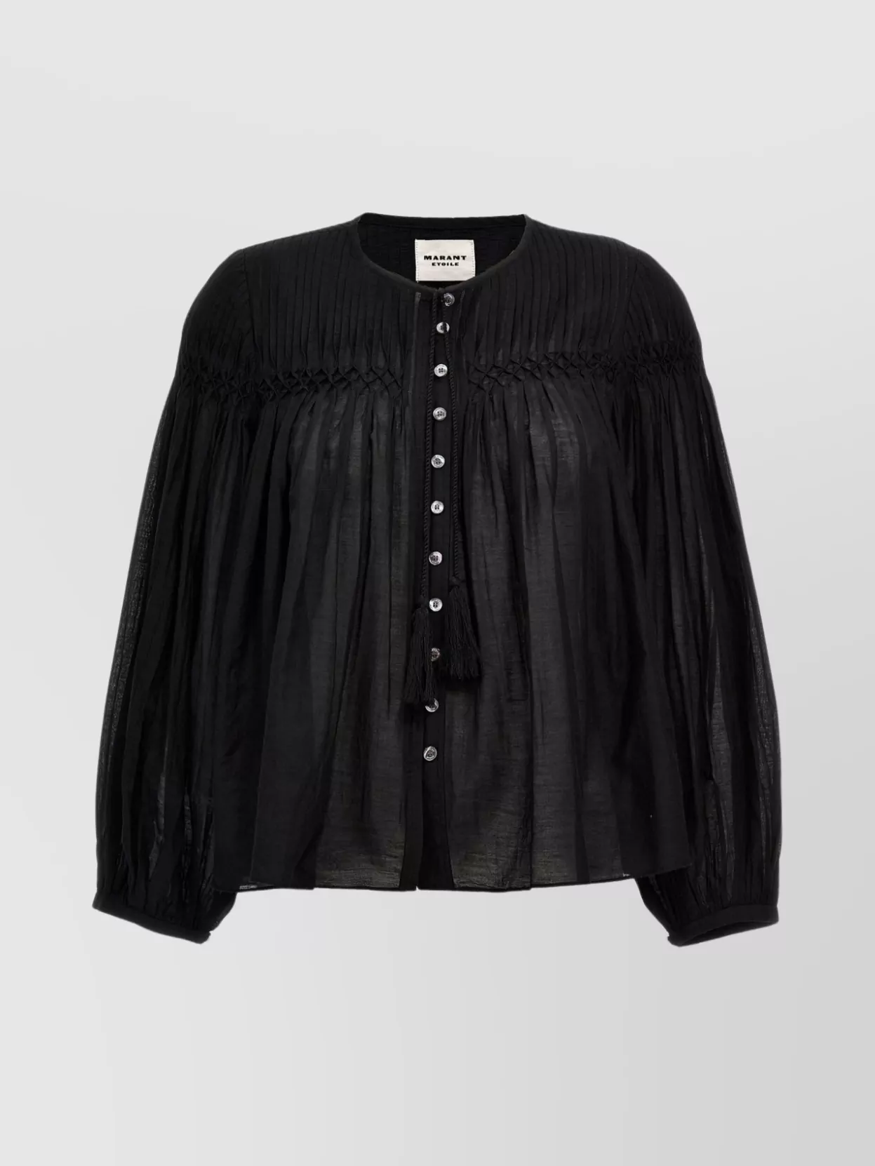 Isabel Marant Étoile Pleated Sheer Shirt Tassel Accent In Brown