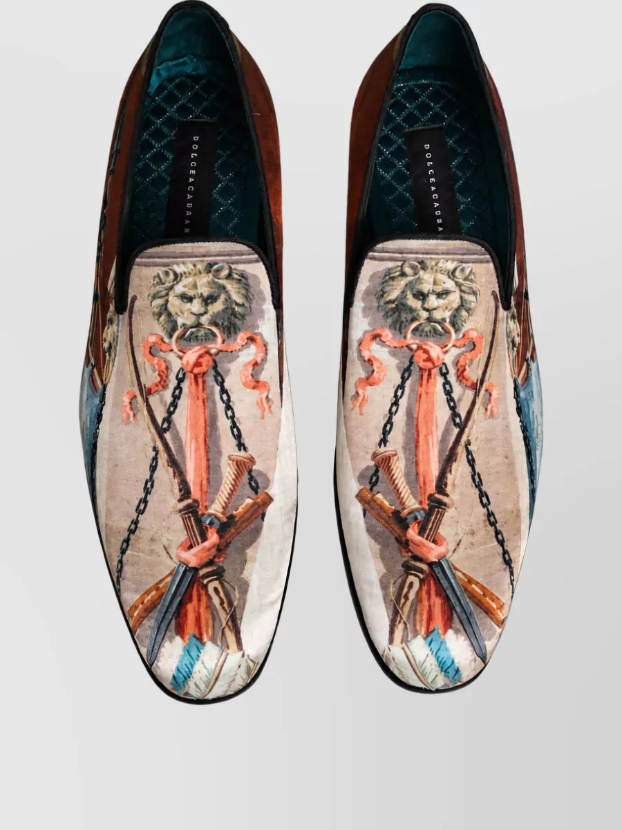 Dolce&Gabbana Leather Lion Print Monk Shoes