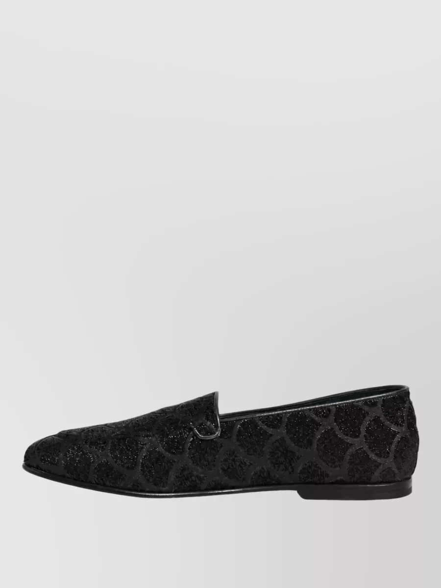 Dolce&Gabbana Leather Glitter Brocade Loafers