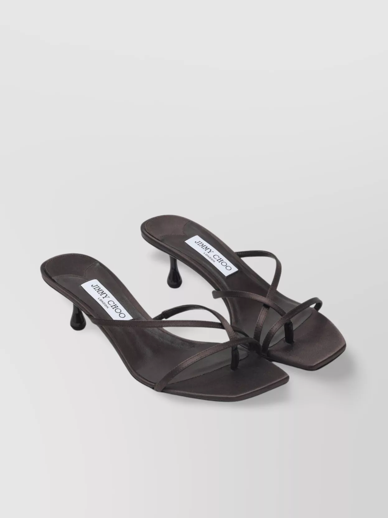 Jimmy Choo Square Toe Kitten Heel Strappy Mules