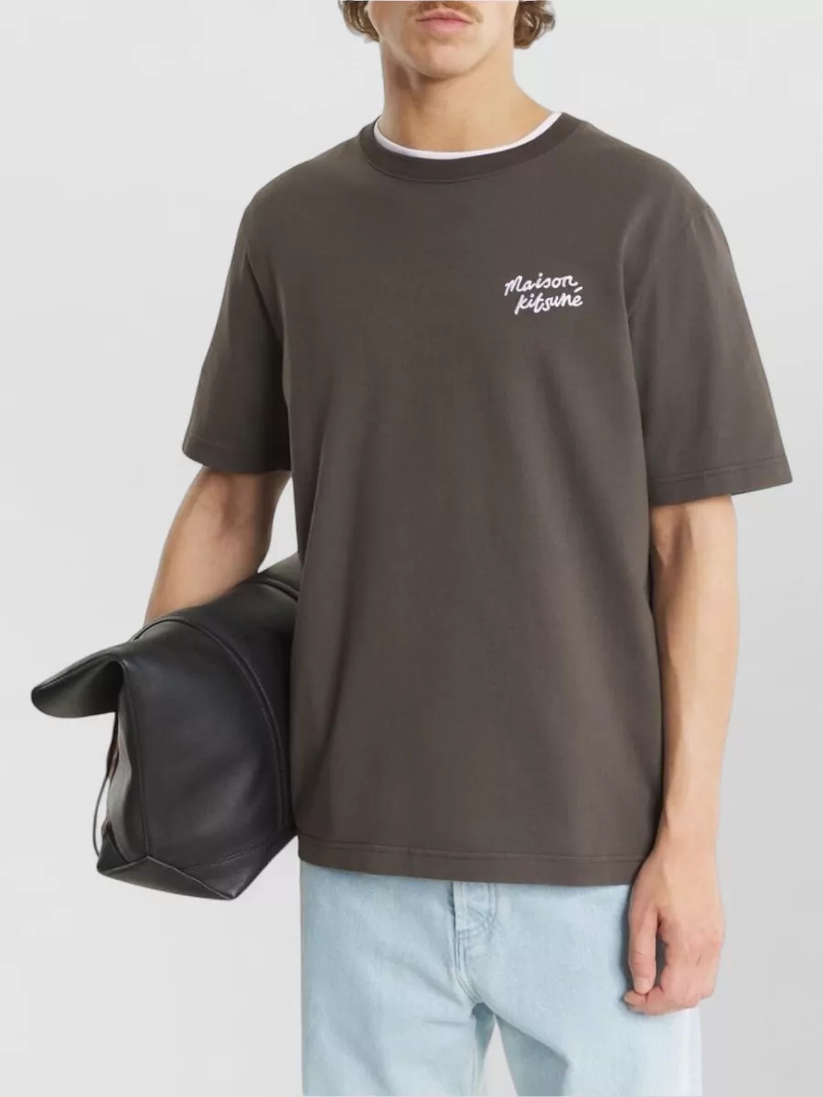Maison Kitsuné Script Logo Cotton Crew Neck T Shirt
