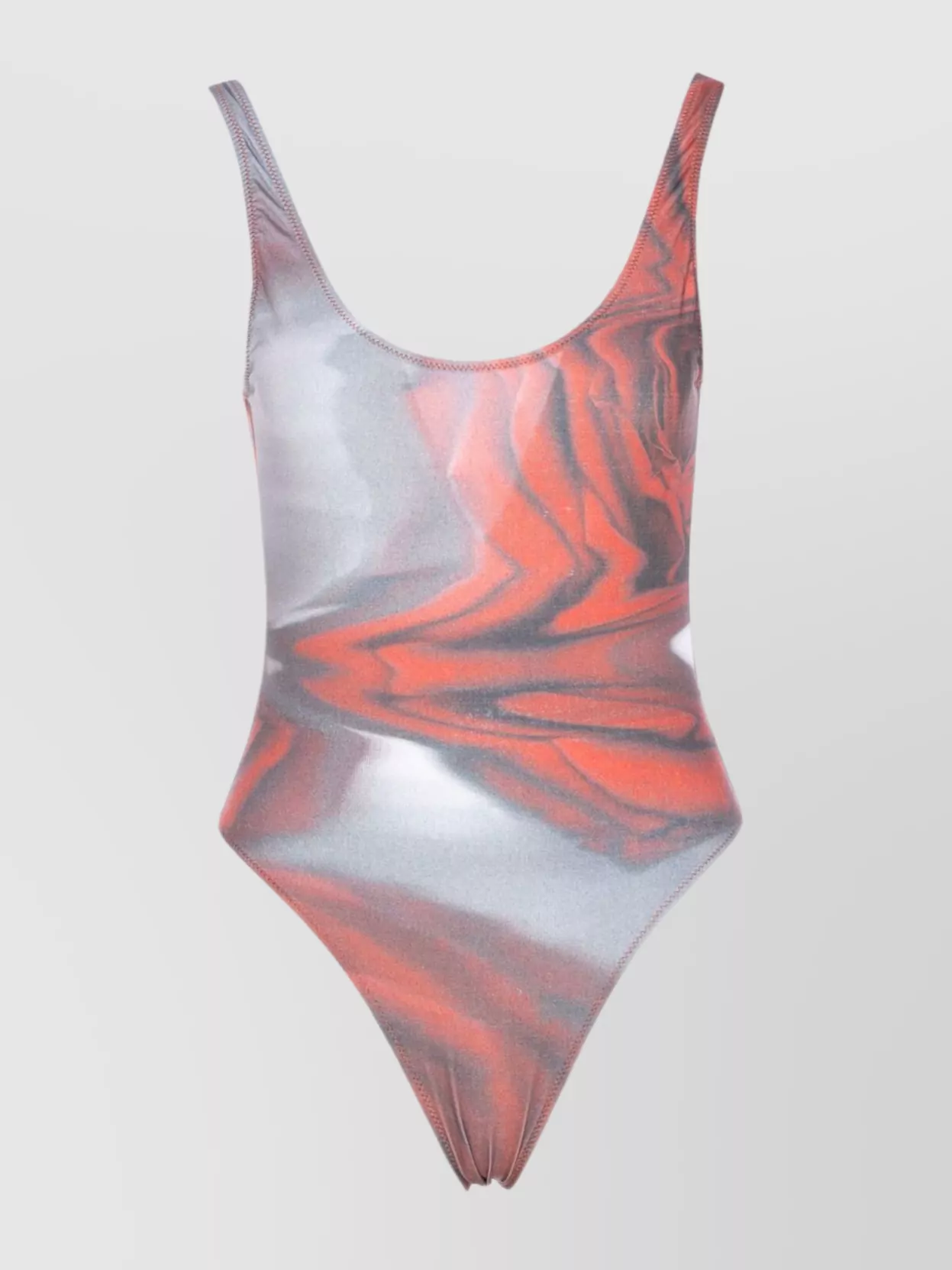 Jean Paul Gaultier Scoop Neck High-cut Open Back Swimsuit In Multi