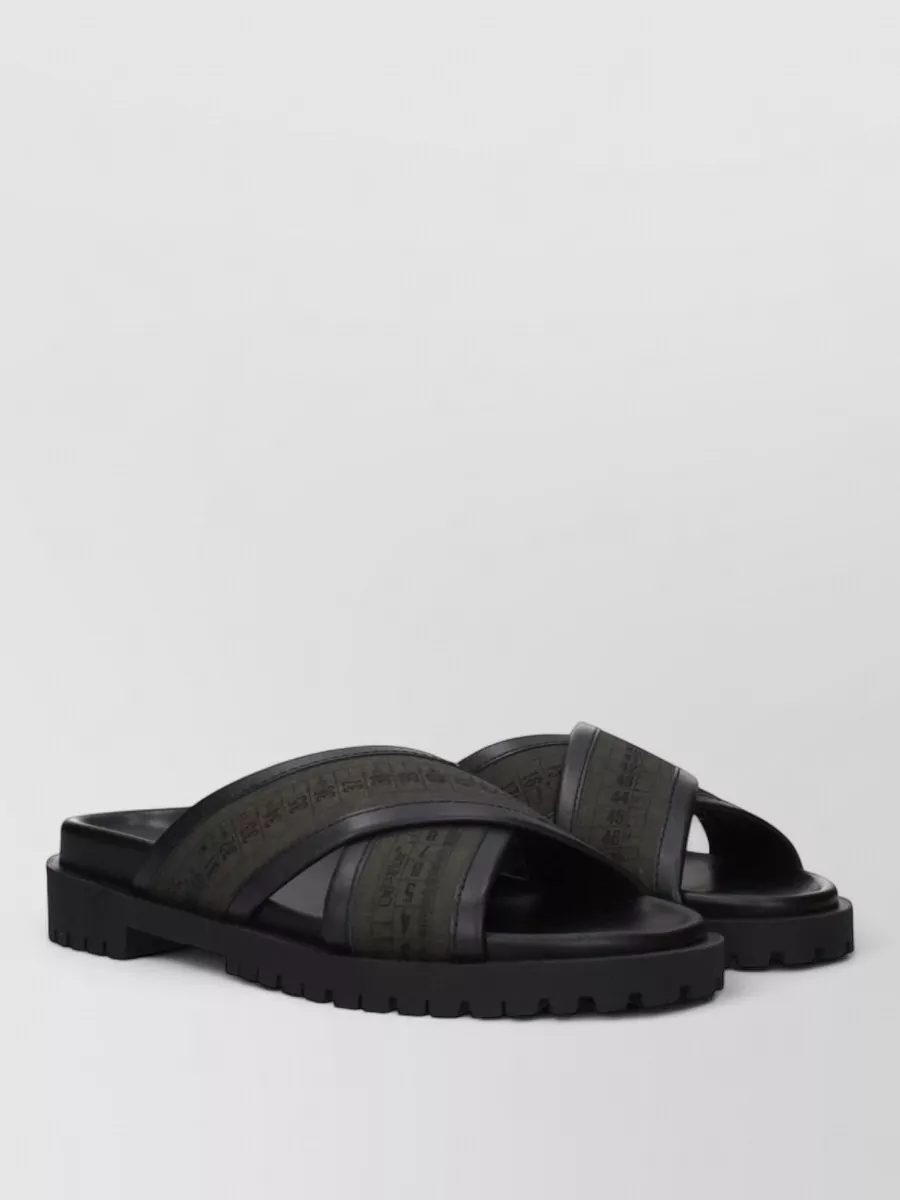 Off-White Fabric Cross Strap Sandals