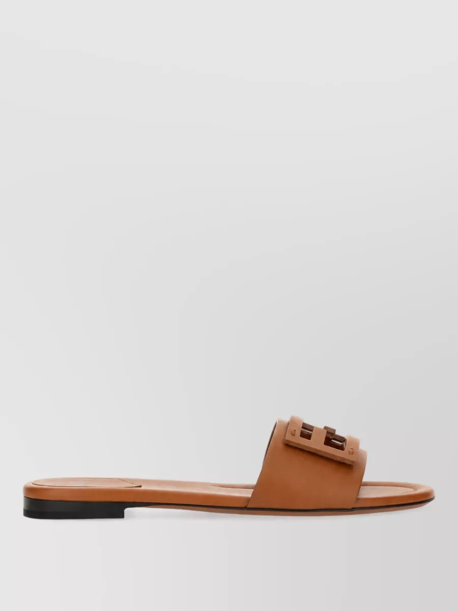 Fendi Leather Slide Sandal Open Toe Flat