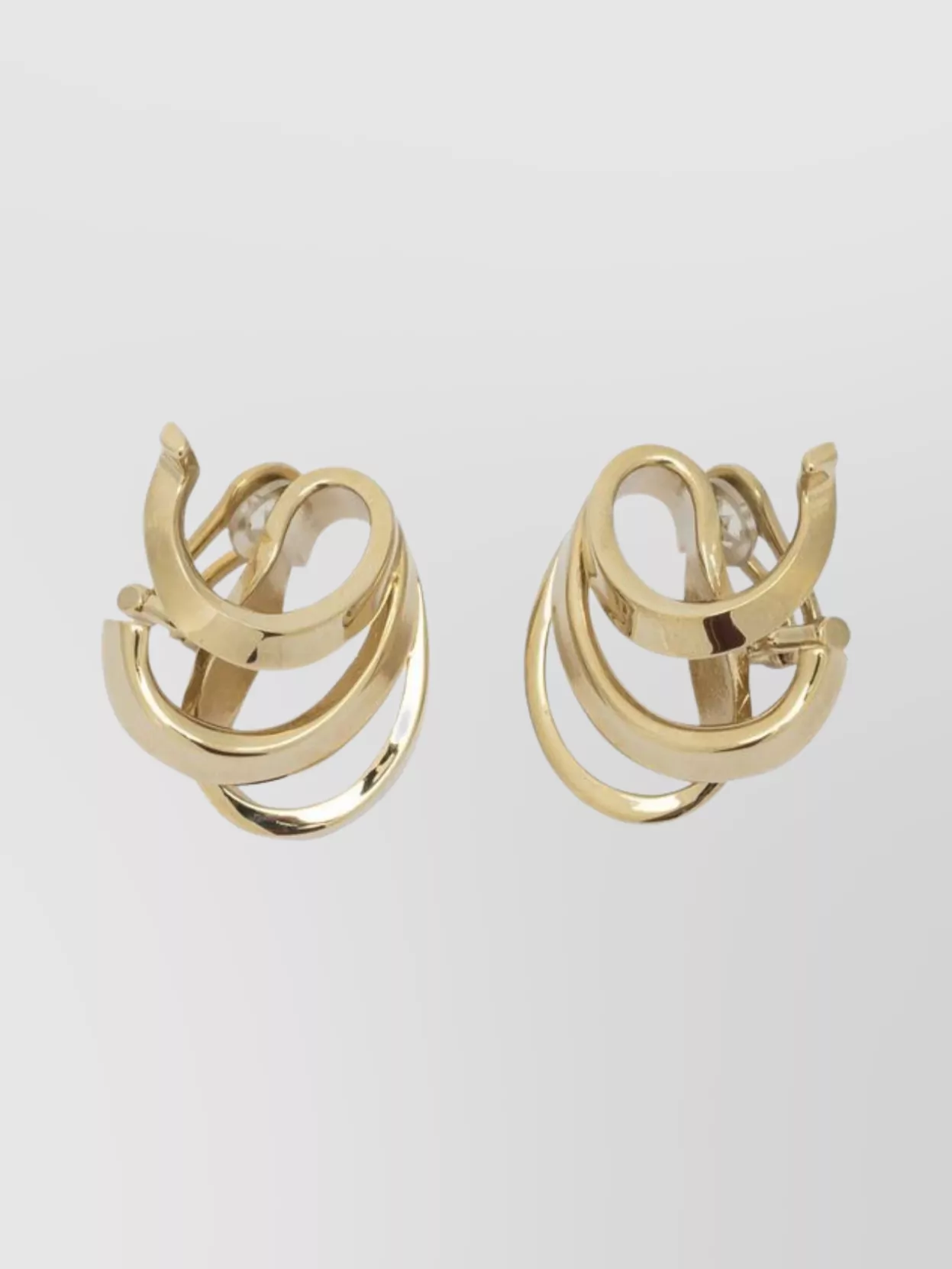 Ferragamo Curved Leaf Design Earrings In Gold