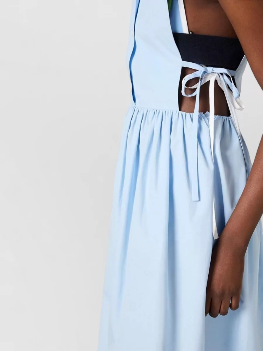 Miu Miu Cotton Poplin Side-Tie Shirt Midi Dress