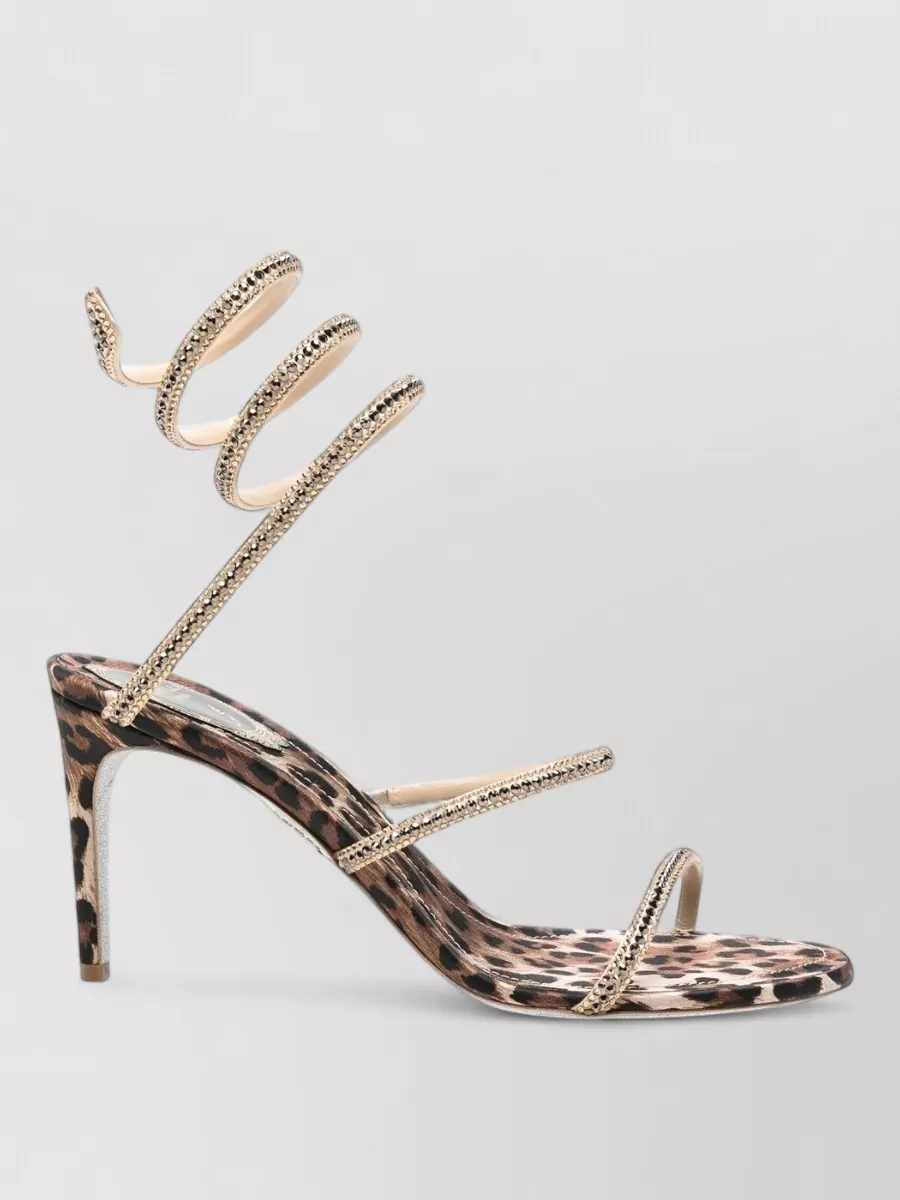 Rene Caovilla Crystal-Embellished Leopard-Print Satin Sandals