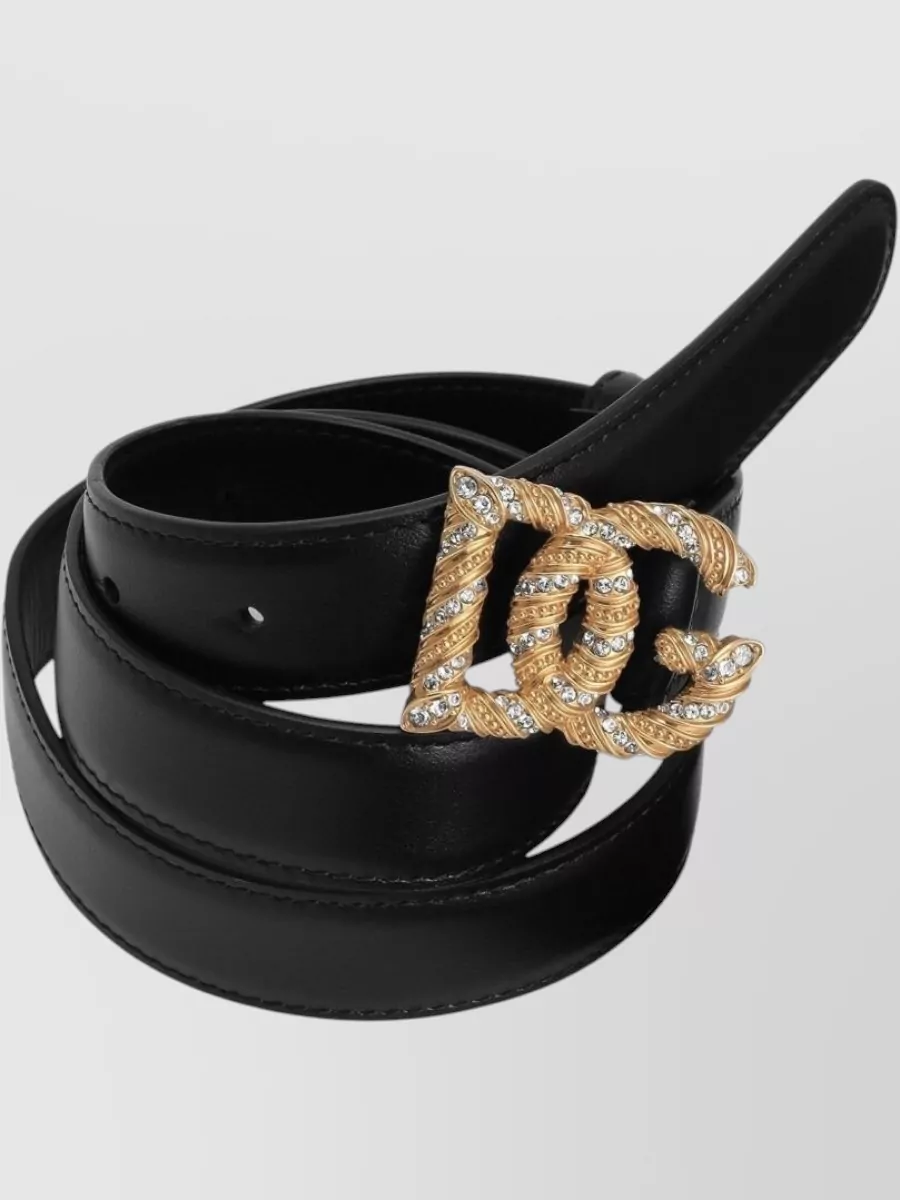 Dolce & Gabbana Leather Belt Adjustable Fit Waist Accessory In Black