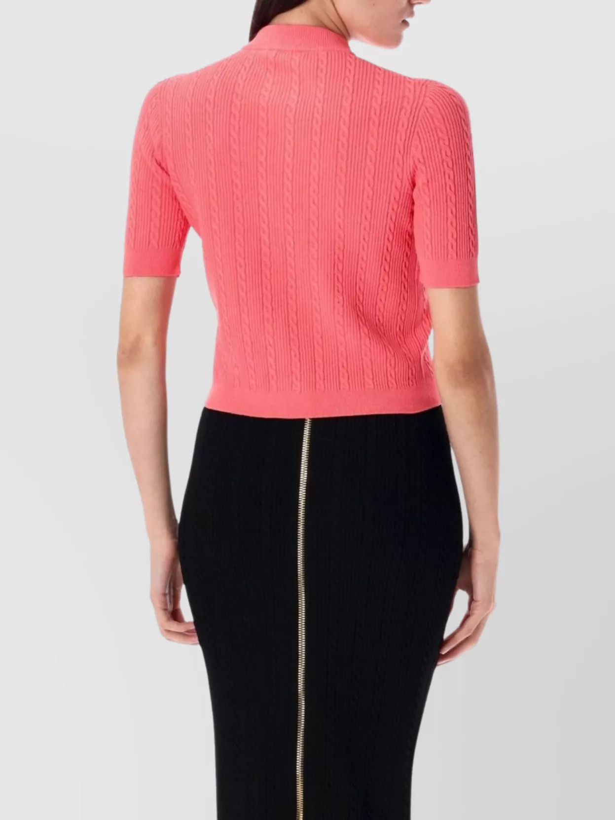 Balmain Cable Knit Short Sleeve Cardigan