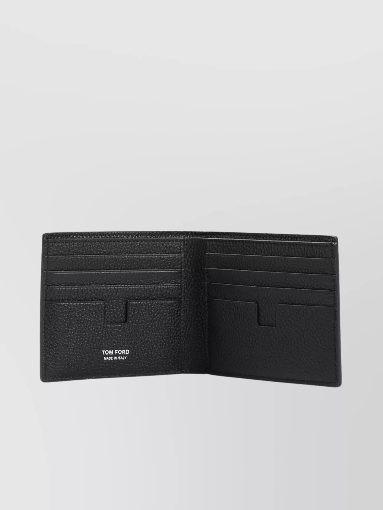 Tom Ford Textured Calf Leather Bi-fold Wallet In Black