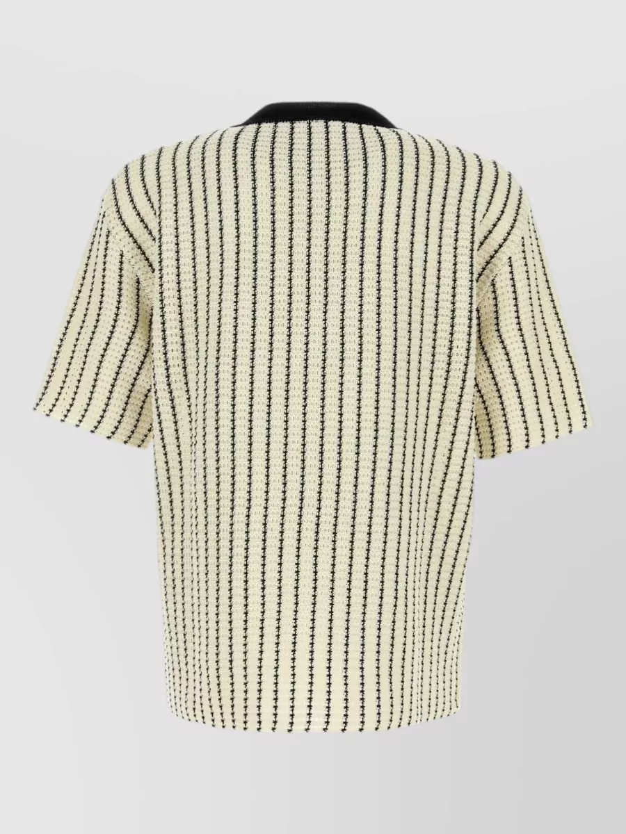 Jil Sander Crochet Stripe T Shirt Contrast Crew Neck