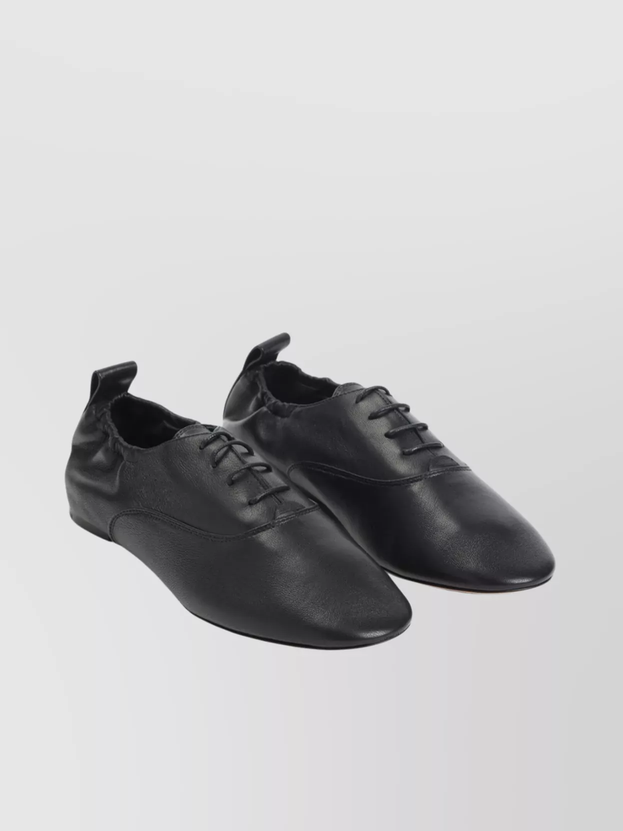 Lanvin Pointed-toe Leather Flats With Gathered Elastic Collar