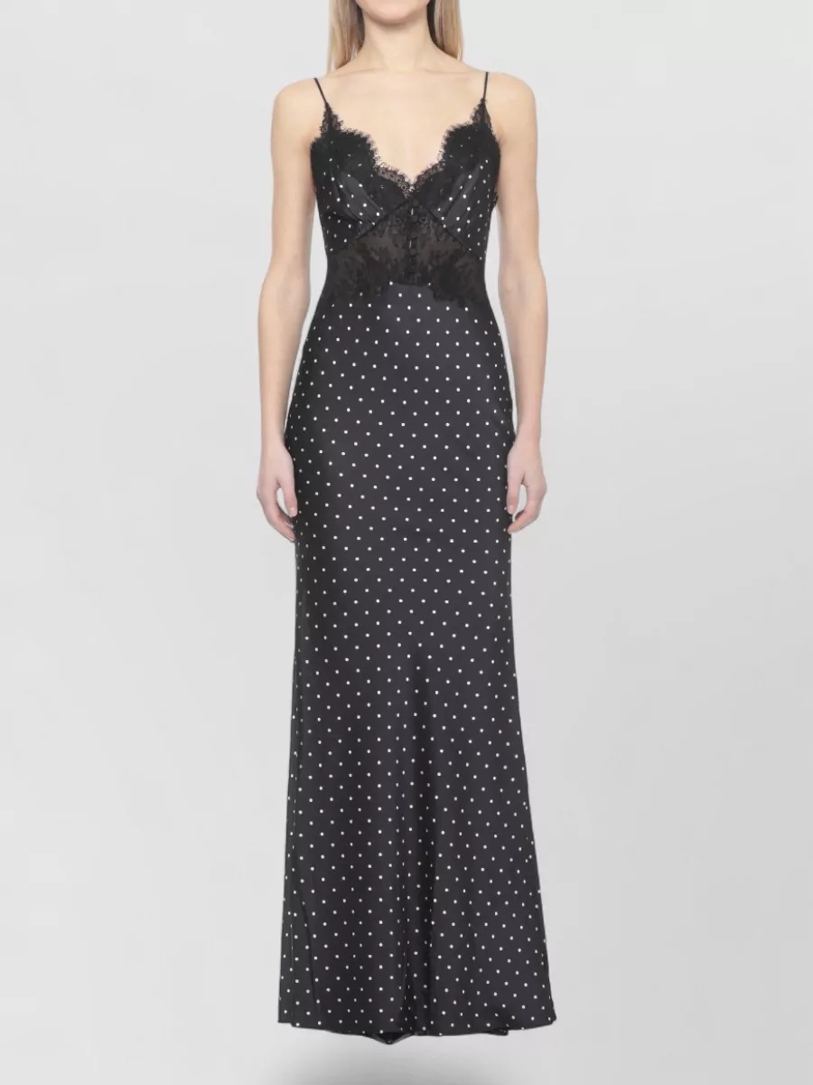 Self-Portrait Polka-Dot Satin Lace Maxi Dress