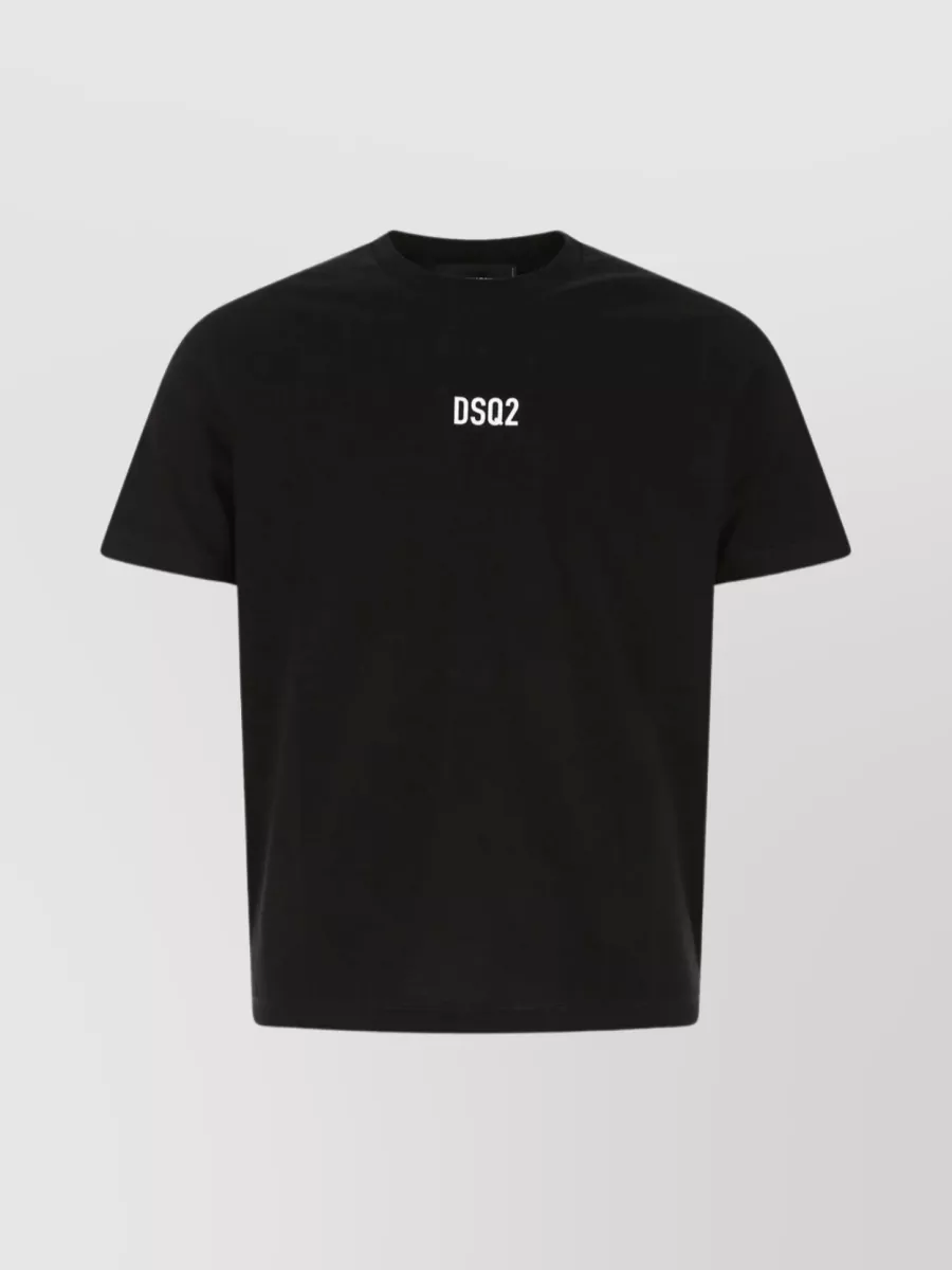 Shop Dsquared2 Ribbed Crew-neck Cotton T-shirt With Short Sleeves In Black