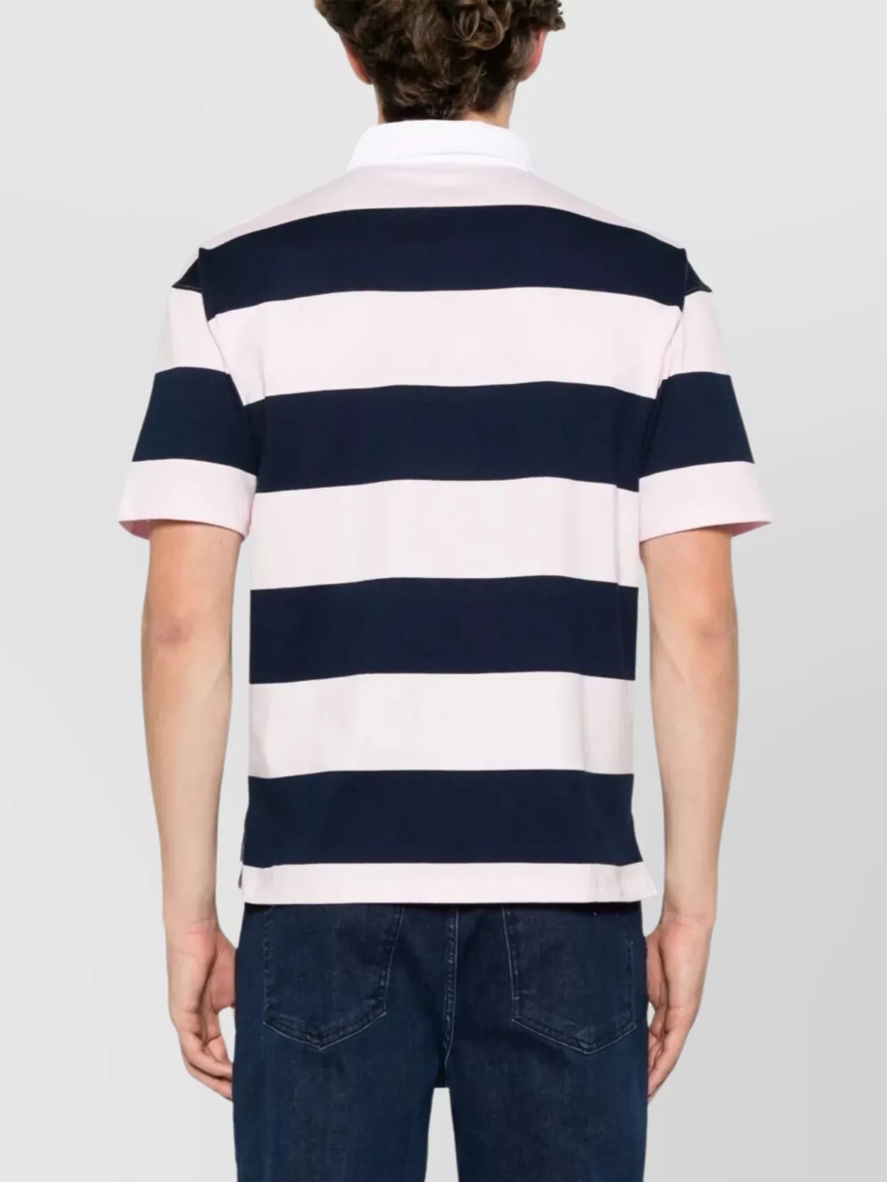 Coperni Striped Drop Shoulder Polo Top In White