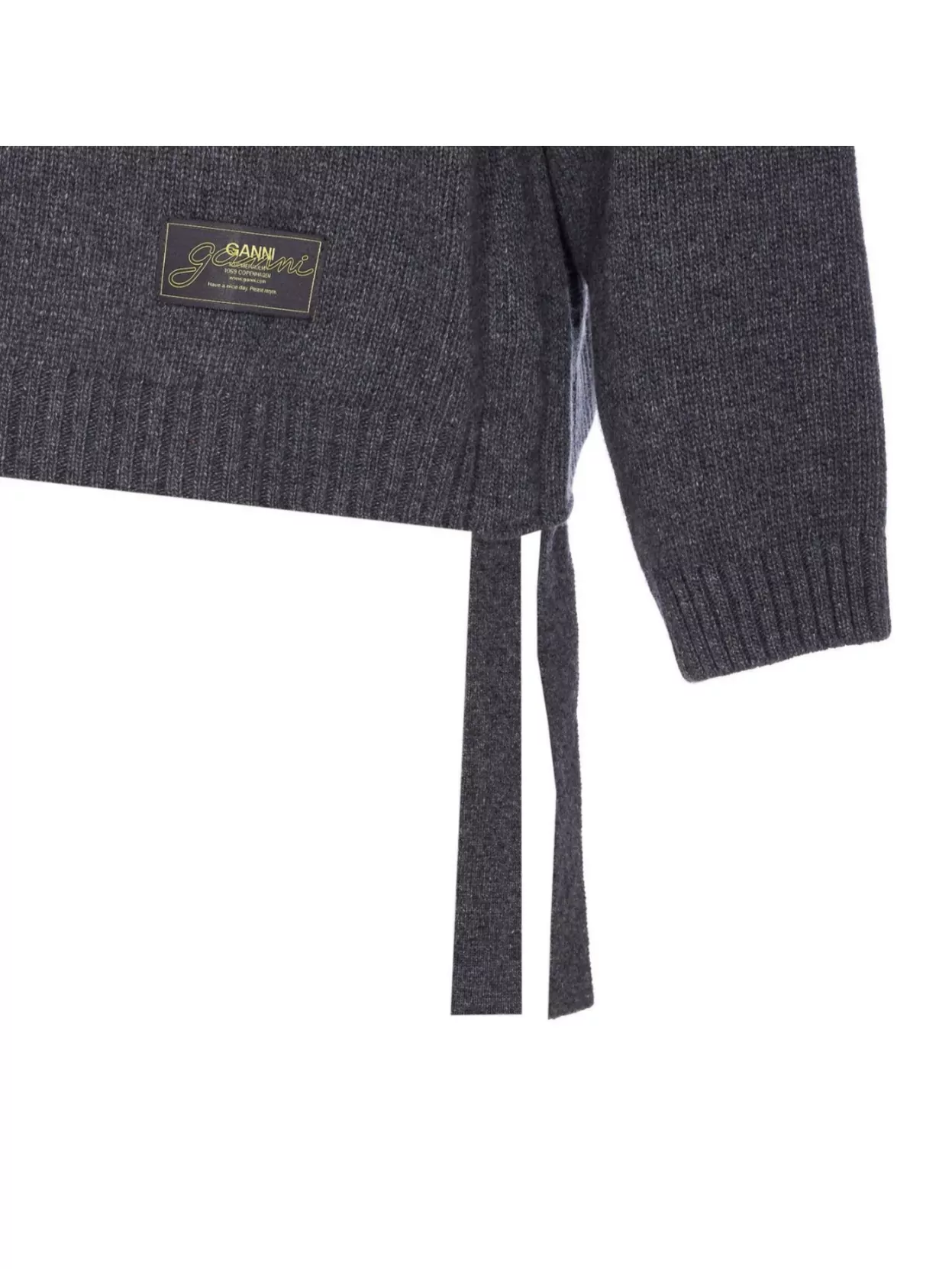 Ganni Sweater Wool Side Ties In Black