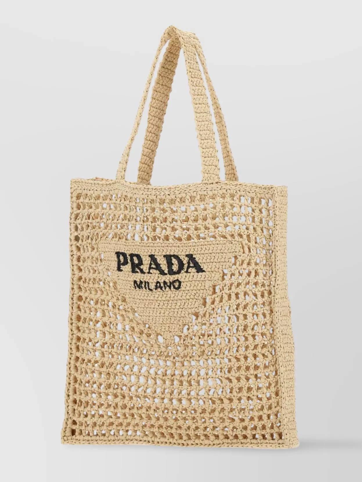 Prada Woven Open Weave Tote Bag With Dual Handles