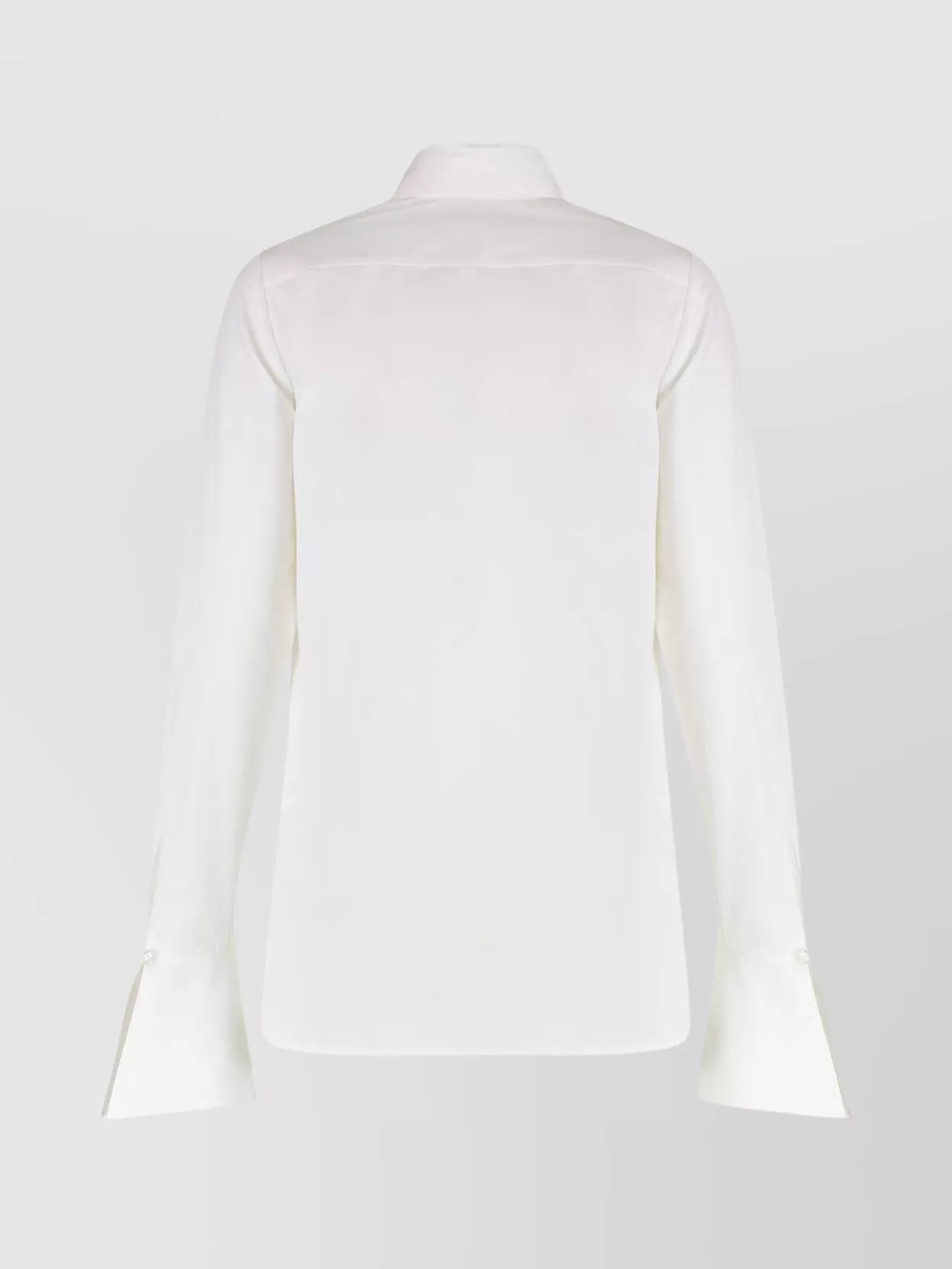 Nina Ricci Draped Front Cotton Shirt With Pussy-bow Collar In White