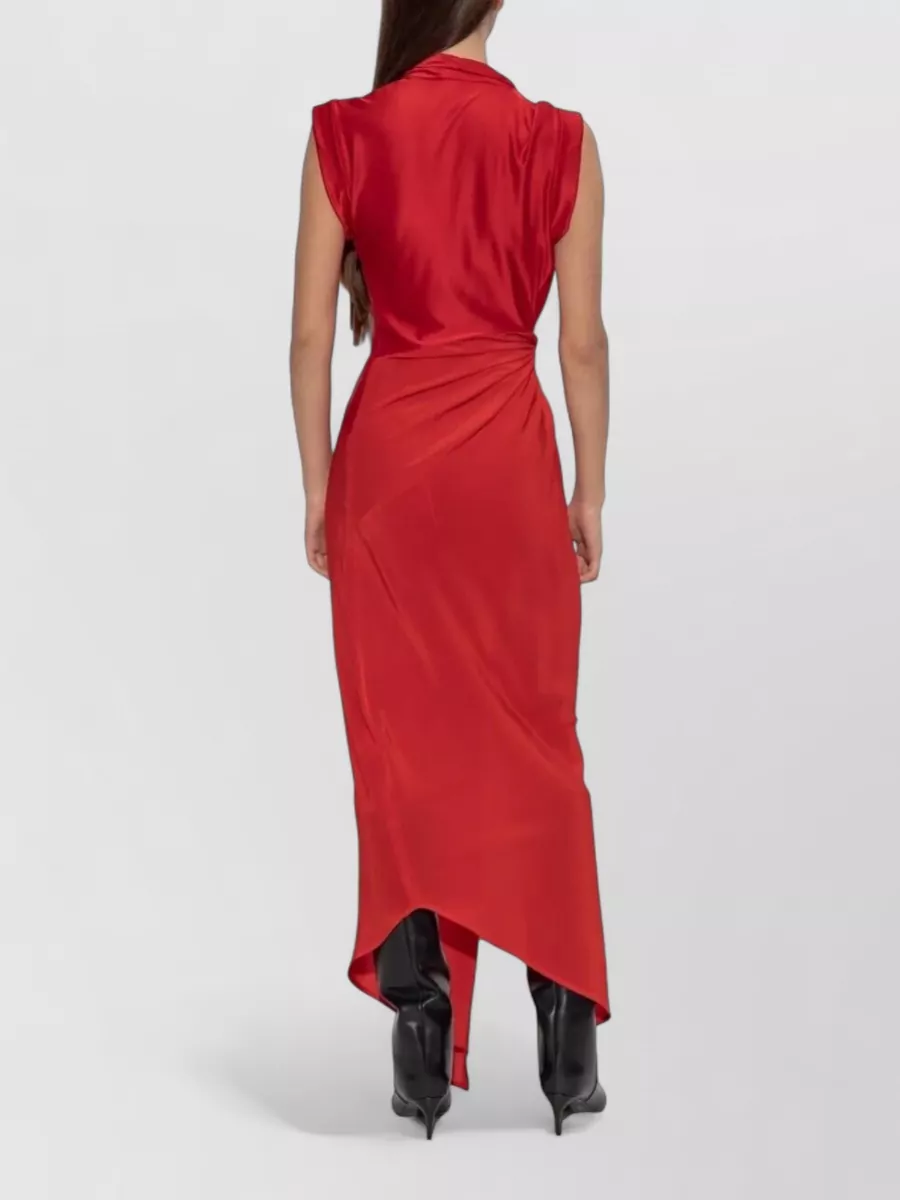 Victoria Beckham Twisted Detail Dress Asymmetric Hem