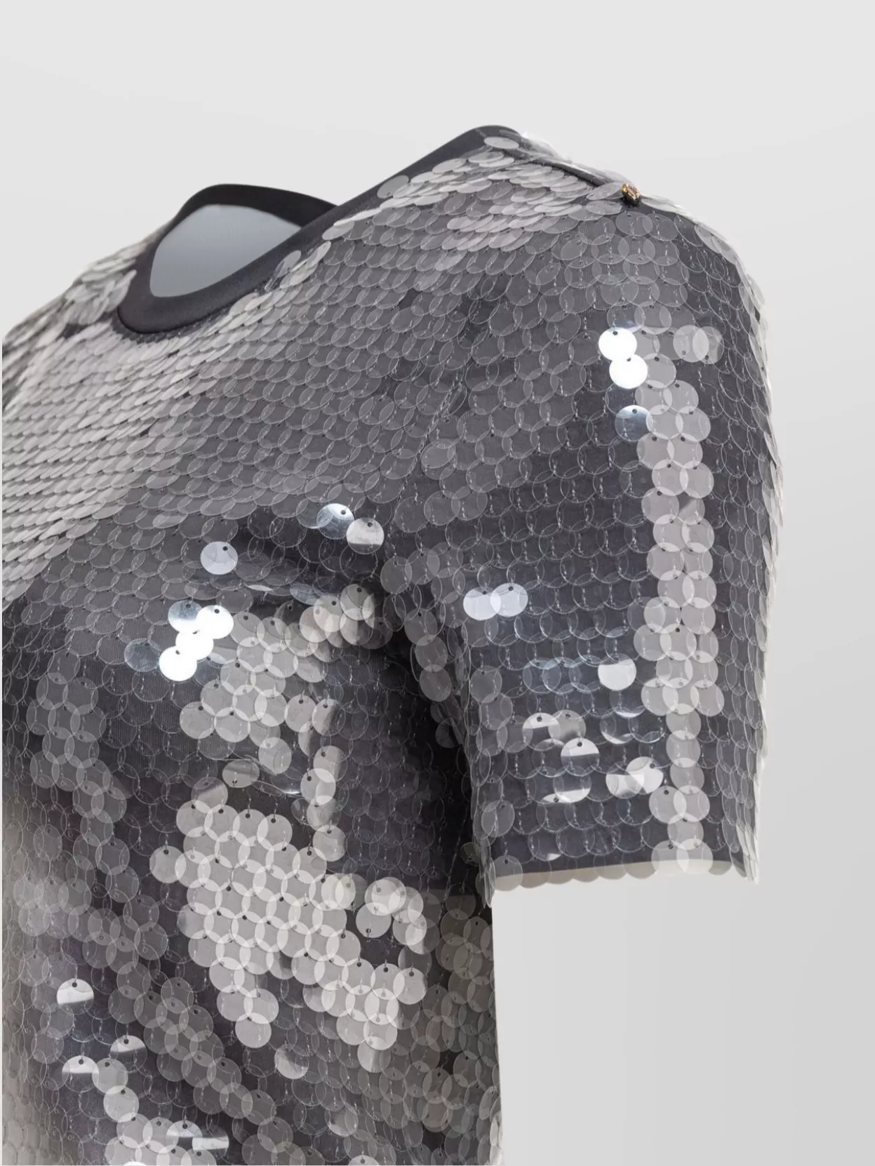 Sportmax Sequin Embellished Short Sleeve Round Neck Top