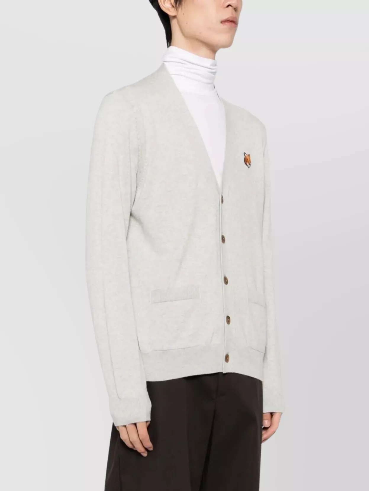 Maison Kitsuné Merino Cardigan With Fox Head Design