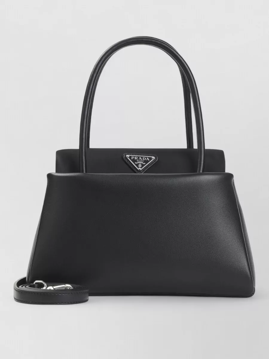 Prada triangle leather tote bag