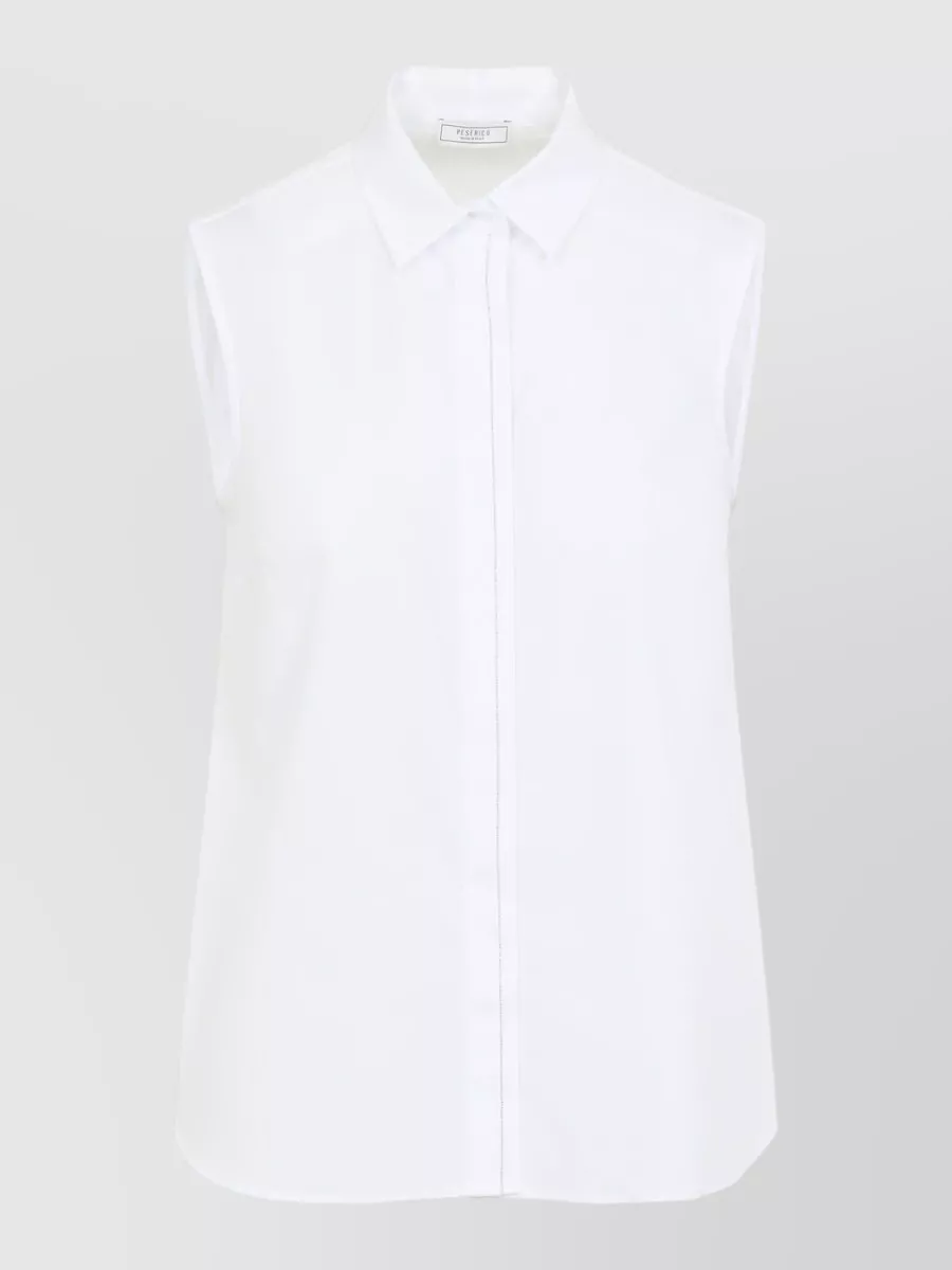 Peserico Collared Neck Sleeveless Top Layered Hem