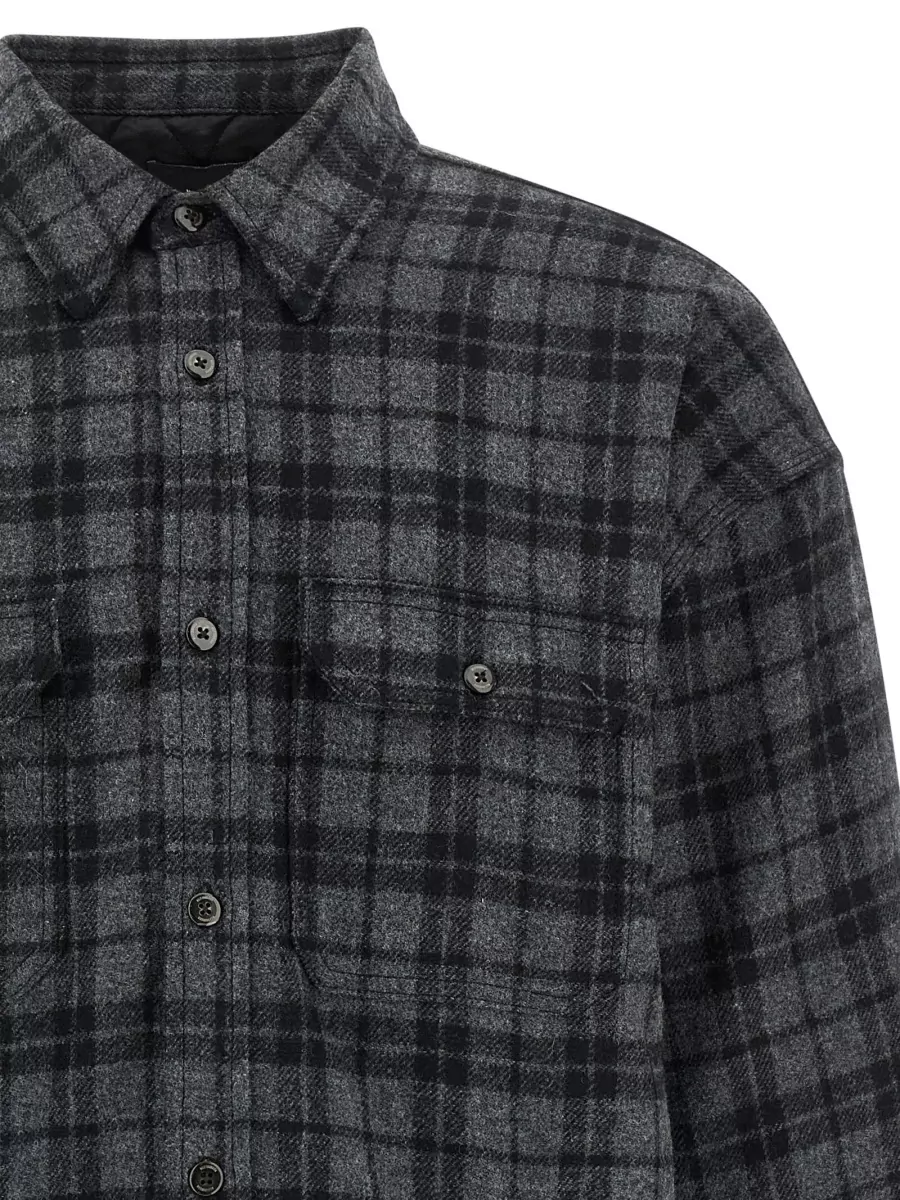 Willy Chavarria Checked Quilted Wool Shirt Jacket
