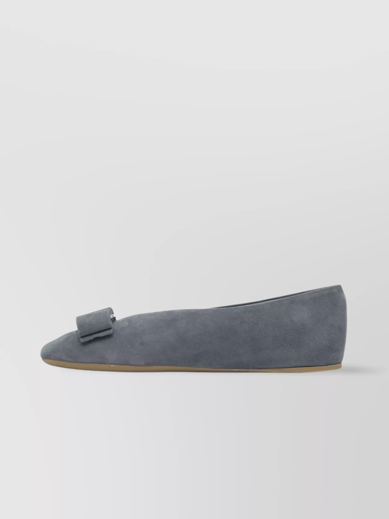 Ferragamo Bow Suede Ballerina Shoes Rubber Sole