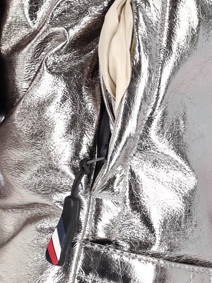 Moncler Grenoble Hooded Metallic Finish Quilted Jacket Elastic Cuffs