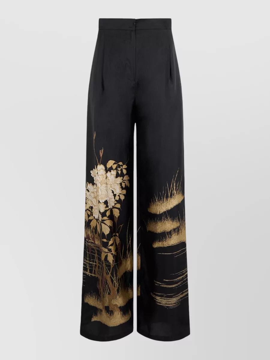 S Max Mara Silk High-Rise Wide-Leg Trousers