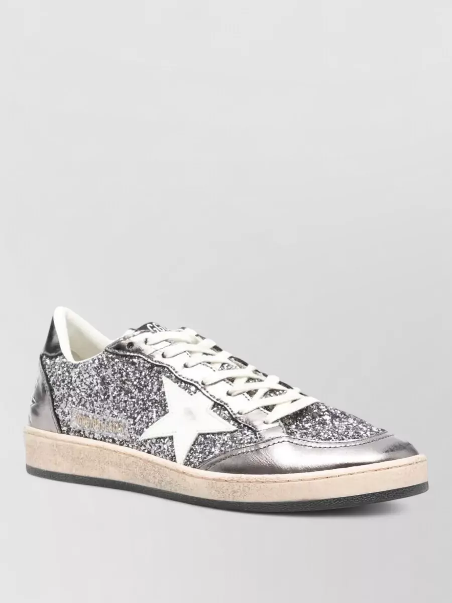 Golden Goose Leather Glitter Low-Top Sneakers