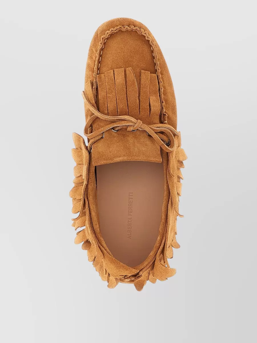 Alberta Ferretti Suede Lace-Up Loafers