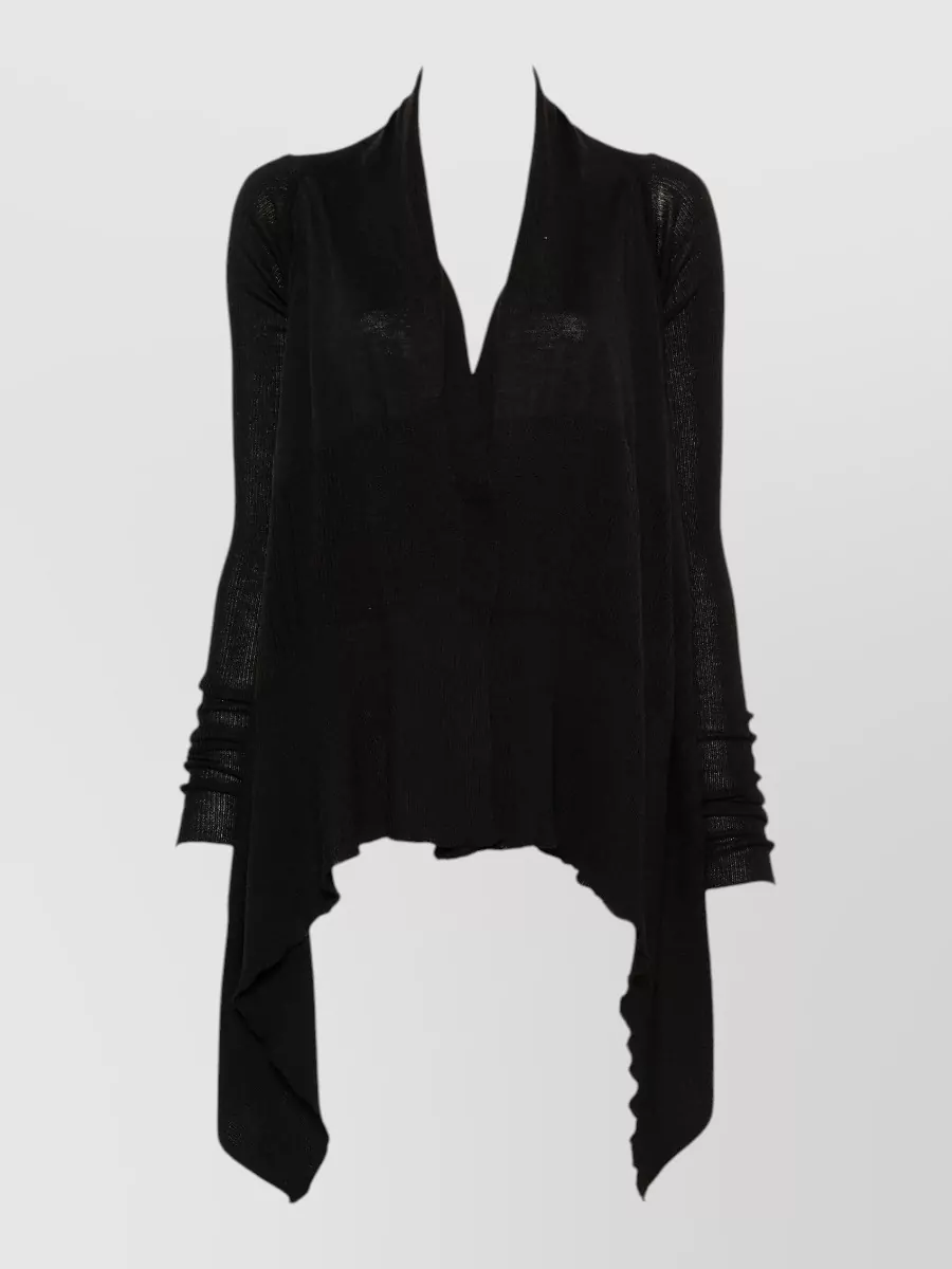 Rick Owens wool ribbed draped wrap cardigan