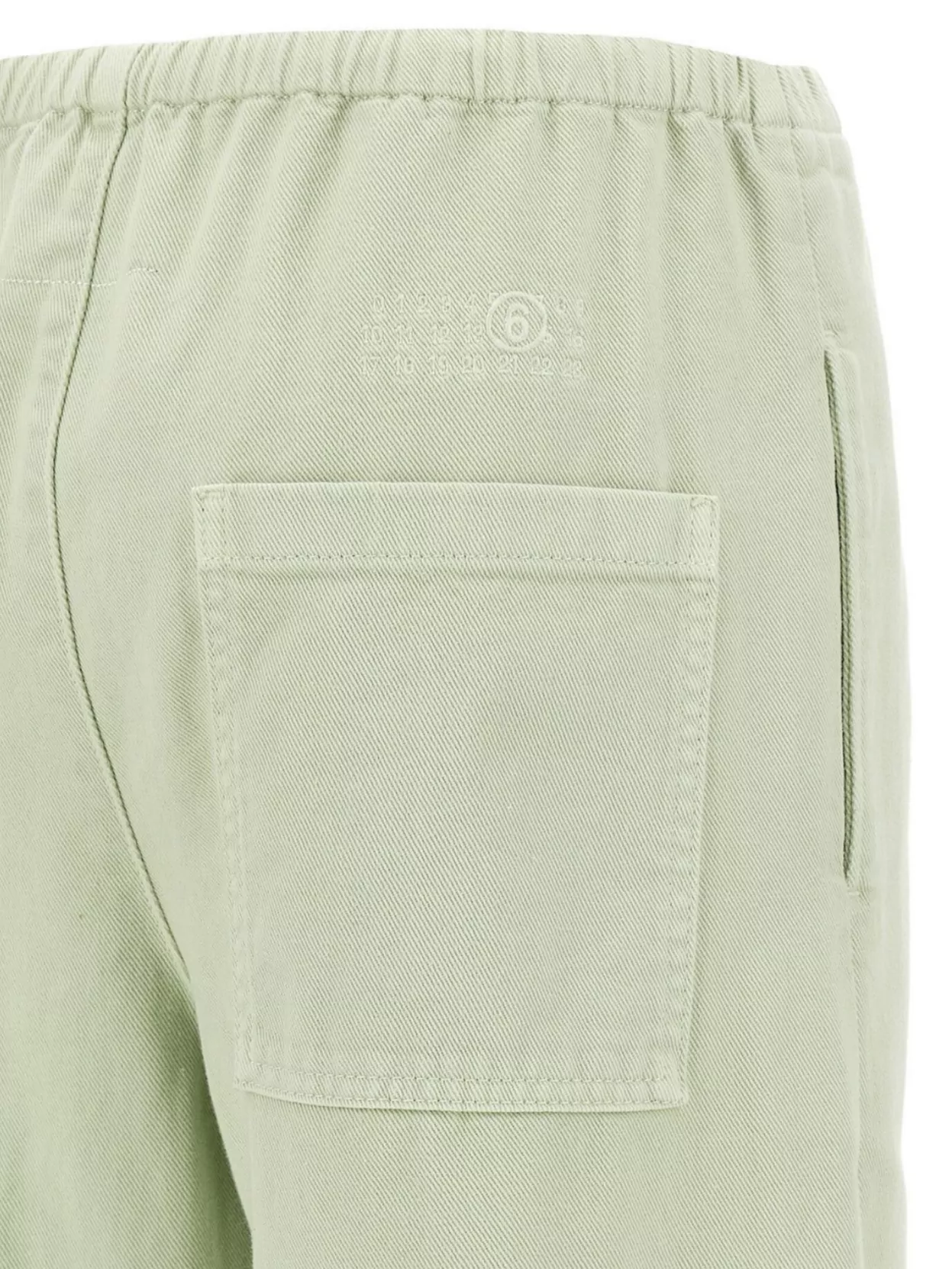 Shop Mm6 Maison Margiela Elastic Waistband Wide Leg Trousers With Back Pocket