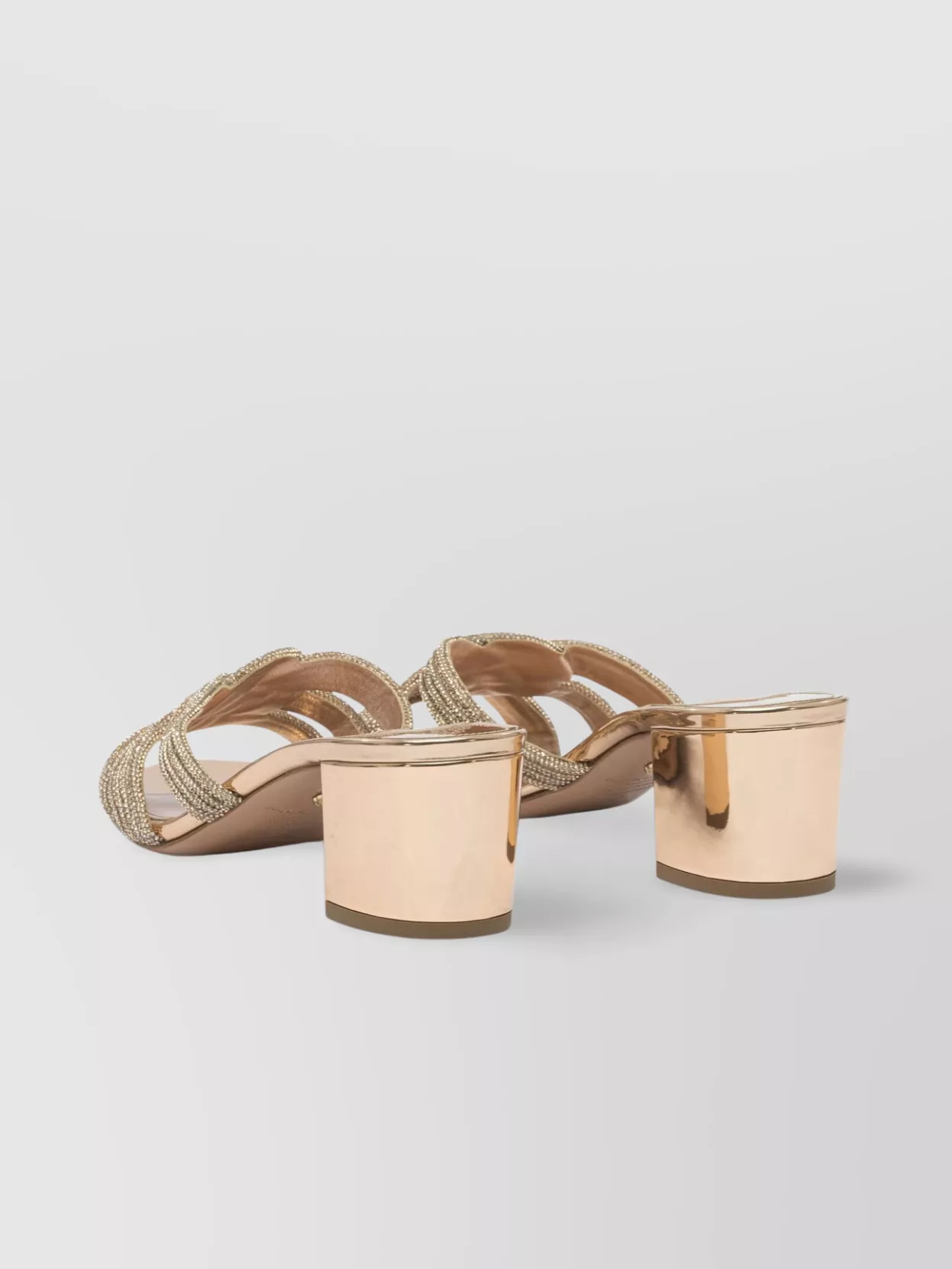 Aquazzura Embellished Block Heel Sandals With Metallic Finish