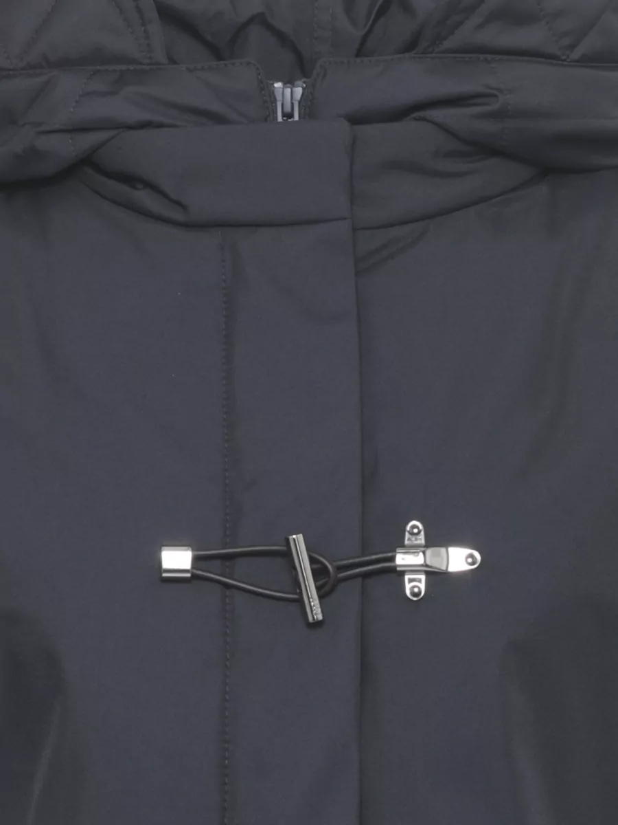 Fay Hooded Raincoat Long Sleeves Quilted Detail