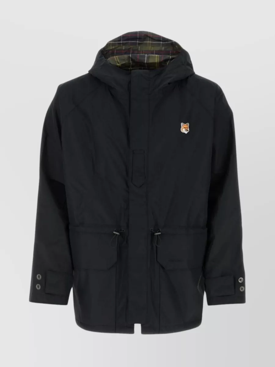 Shop Barbour Polyester Jacket With Hood And Adjustable Cuffs In Black