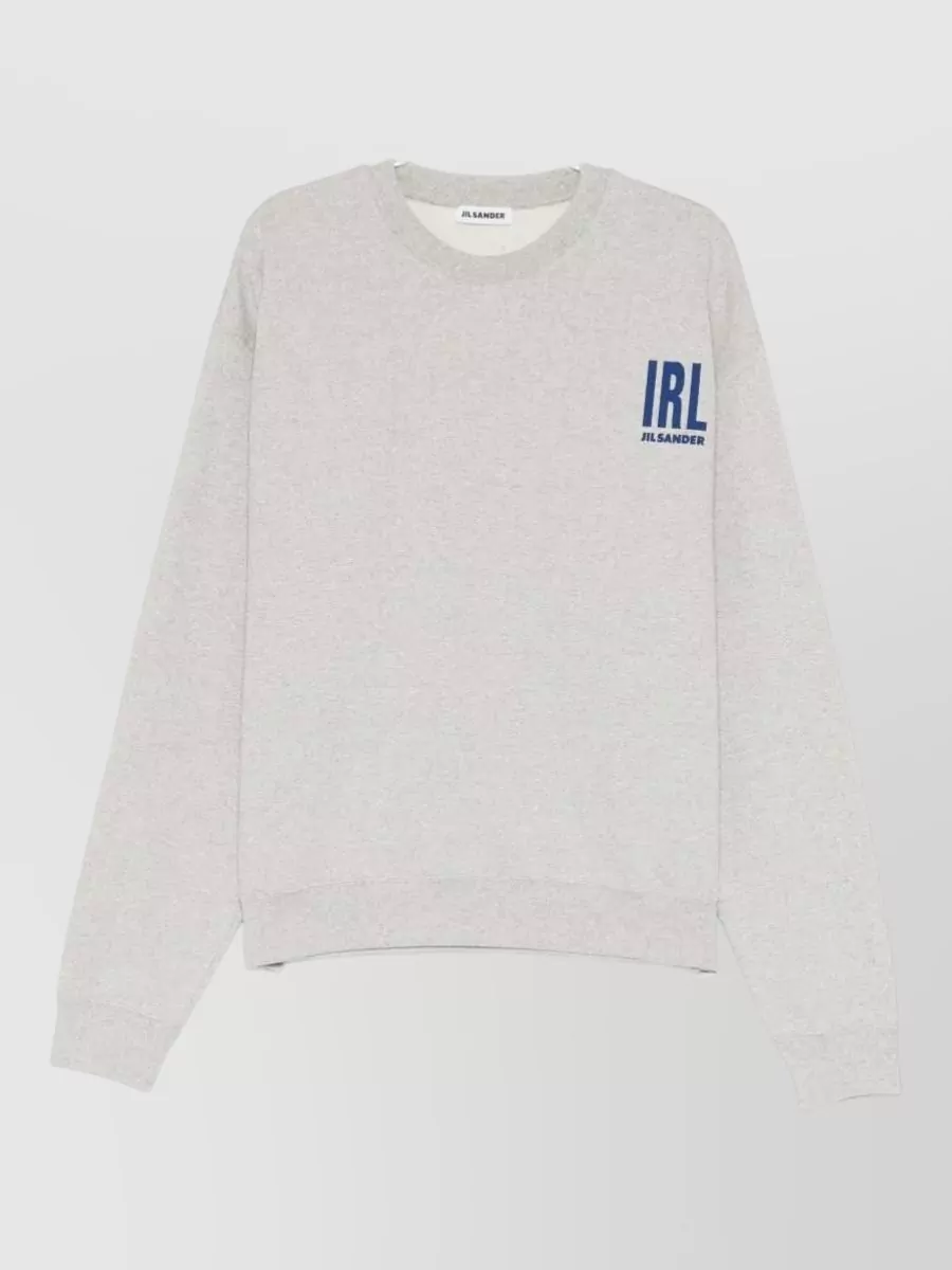 Jil Sander ribbed cotton logo-print long-sleeve sweatshirt