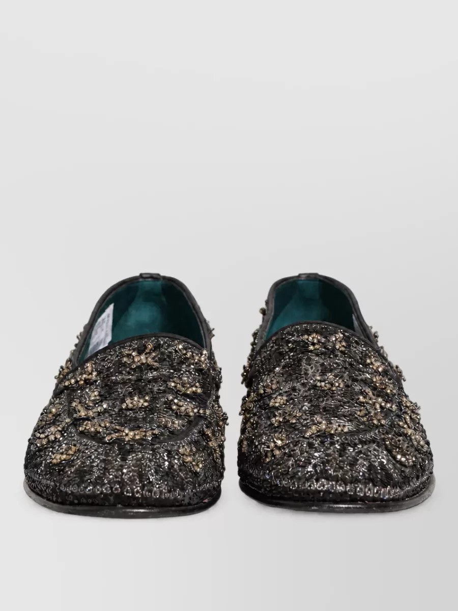 Dolce&Gabbana leather rhinestone embellished slippers