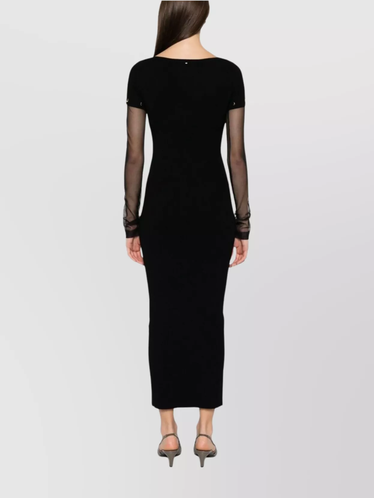 Sportmax Long Sleeve Boat Neck Dress With Ribbed Texture