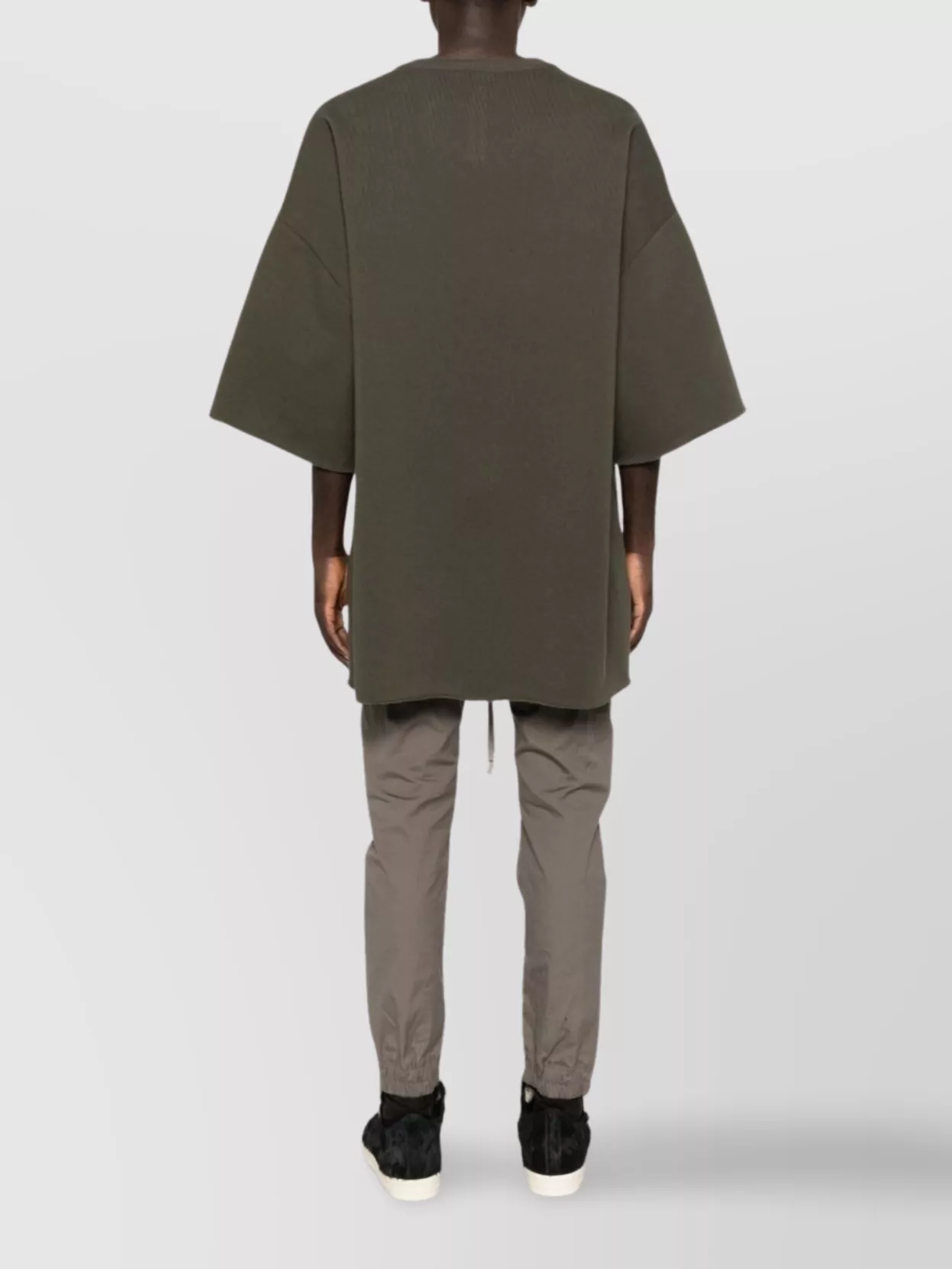 Rick Owens Oversized V Neck T-Shirt With Raw Hem