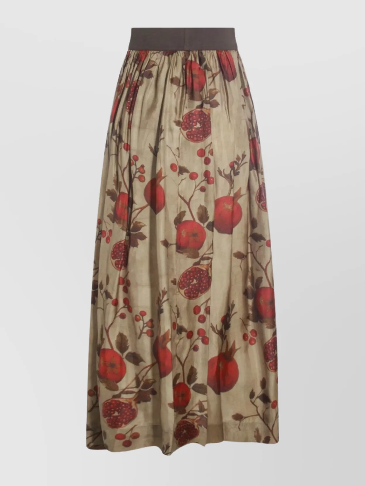 Uma Wang Elastic Waistband Floral Print Maxi Skirt In Brown